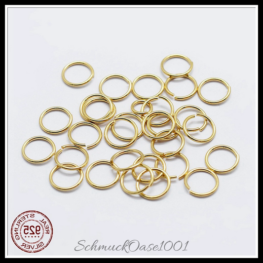 925 sterling silber offene biegeringe, runde ringe, golden – 14 stk., in der farbe 925 sterling silber, biegeringe, rund, offen, vergoldet