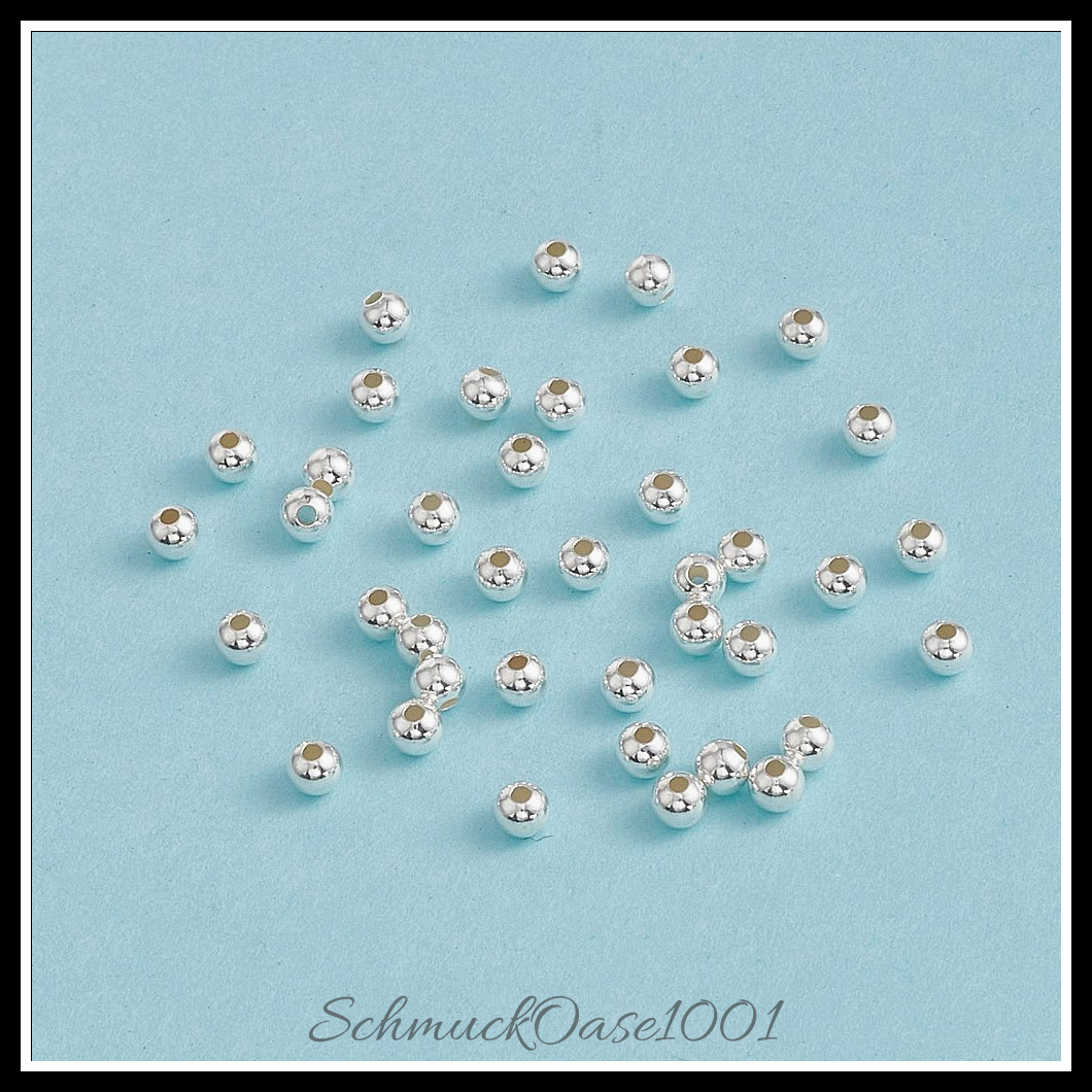 925 sterling silber zwischenperlen, rund – silber, 50 stk. aus 3 mm bohrung: 1 mm 50 stk.