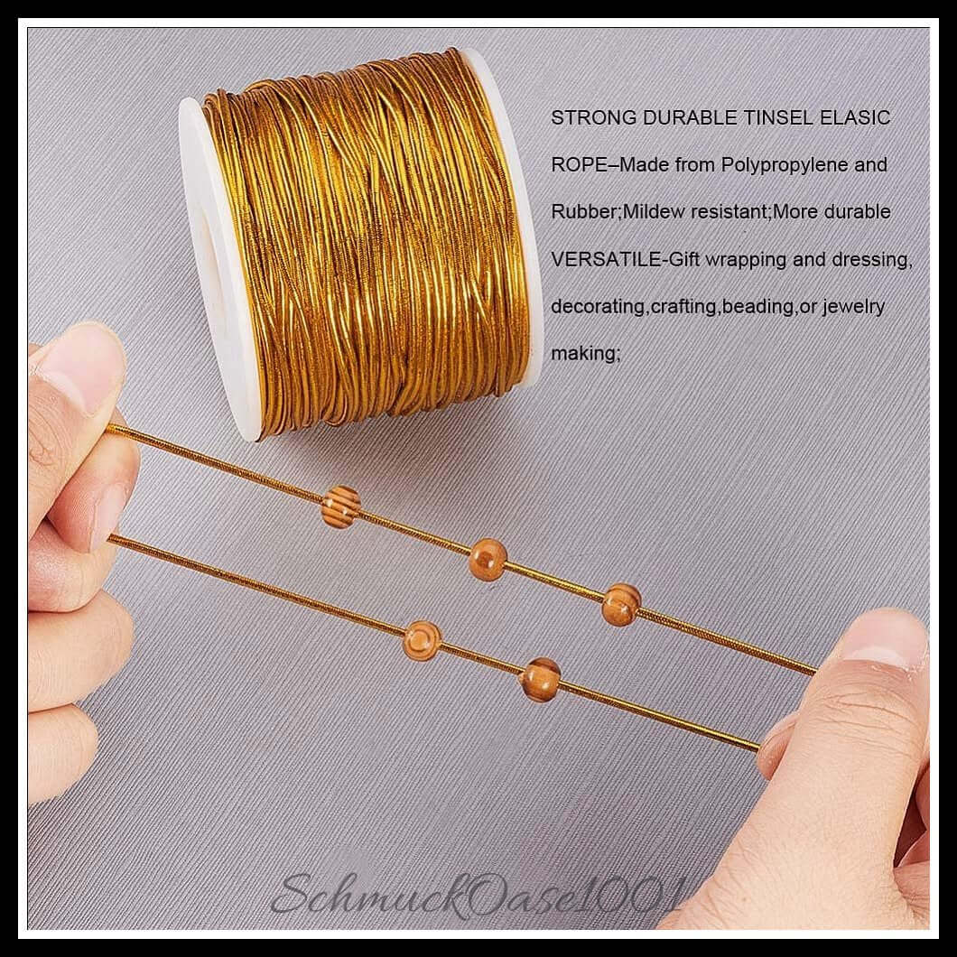 Elastische stretchschnur – rund / ø1–2 mm – dunkelgold – 1 rolle, zusätzliches detailbild