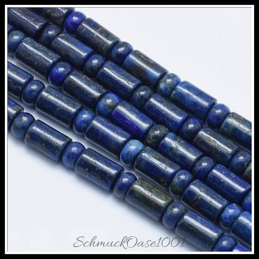 Naturperlenstrang lapislazuli – kolumne & flachrund / 9x6 mm & 6x3.5 mm / 1 strang, in der farbe dunkelblau, ausdrucksstark und ideal für auffällige designs