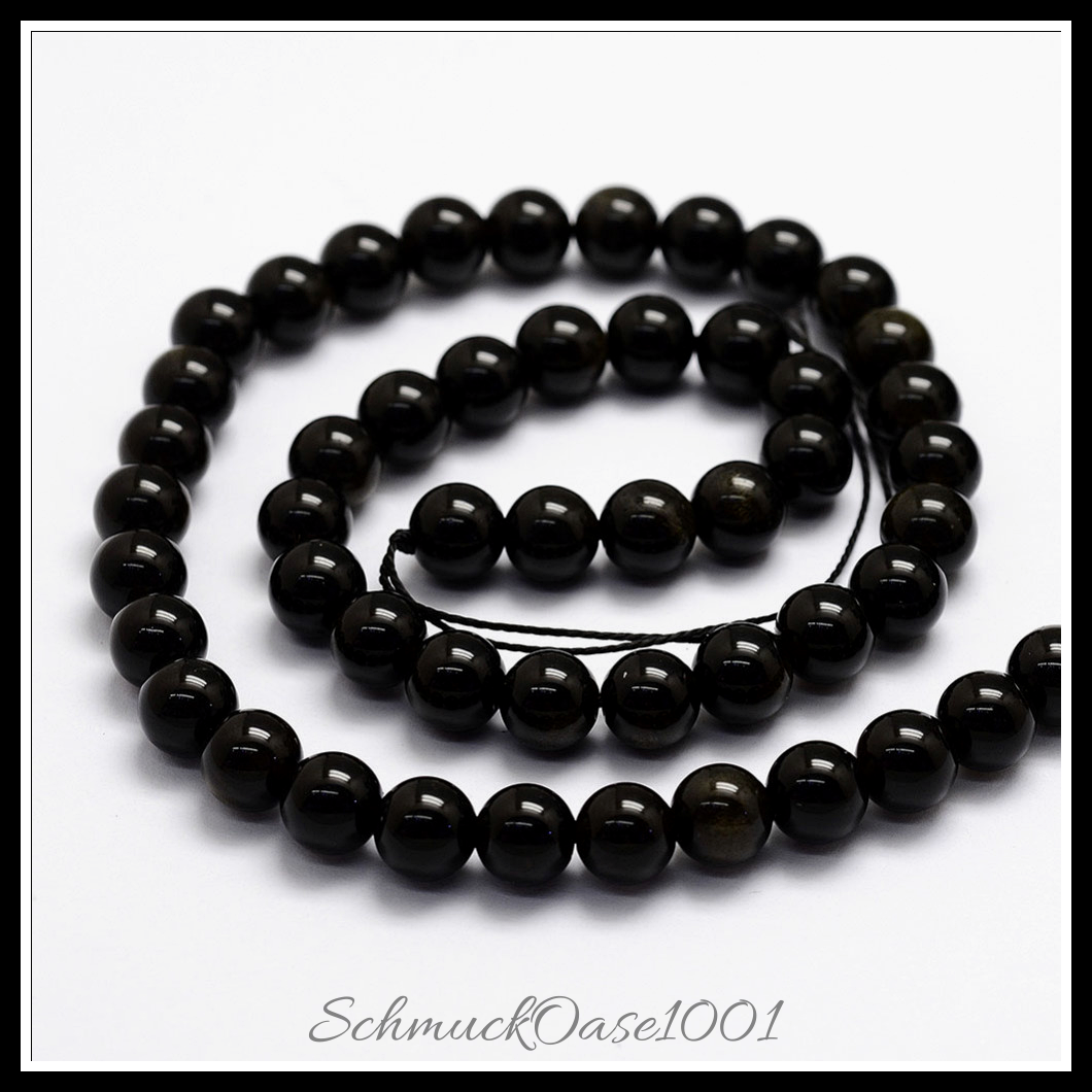 Natürliche goldenen glanz obsidian perlen – verschiedene größen, 2 stränge, ausdrucksstark und ideal für auffällige designs