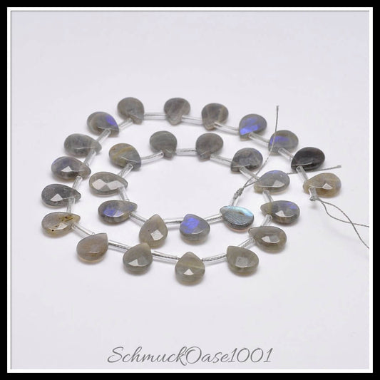 Natursteinperlenstränge – labradorit träne / 18x13x5 mm / 1 strang, in der farbe grau, ausdrucksstark und ideal für auffällige designs