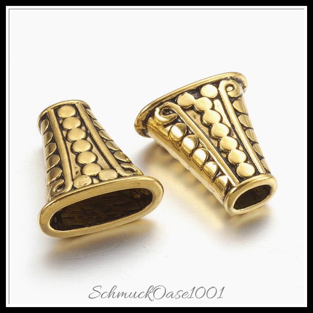 Tibetische perlenkappen & kegel – trapez / 17x18x9 mm – 18 stück, zusätzliches detailbild, perfekt für die herstellung individueller ketten und armbänder