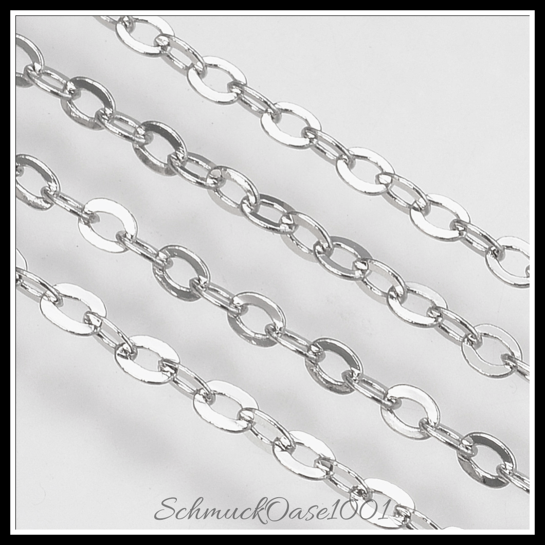 Messing-kabelketten, gelötet, mit spule, flachoval, nickelfrei, echt platiniert – 3 meter in den farben messing, kabelketten, geloetet, mit spule, flachoval, nickelfrei, echt platiniert