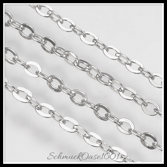 Messing-kabelketten, gelötet, mit spule, flachoval, nickelfrei, echt platiniert – 3 meter in den farben messing, kabelketten, geloetet, mit spule, flachoval, nickelfrei, echt platiniert