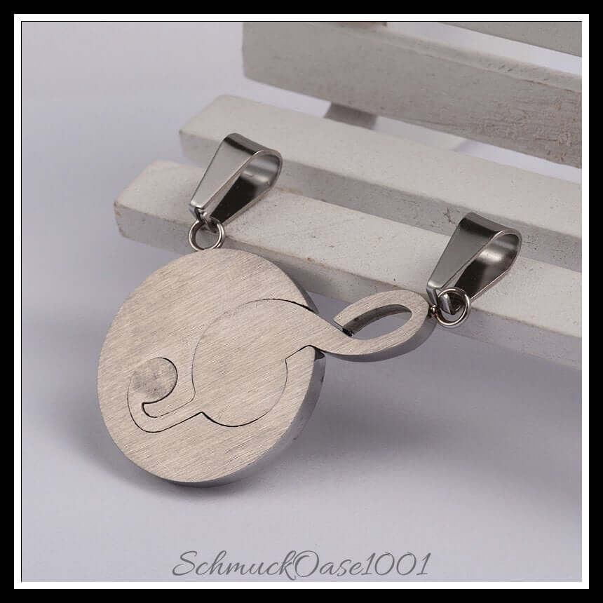 Split edelstahl anhänger – musiknote mit strass / 39x28x3 mm / 1 set, aus edelstahl 304 / musiknote, strass, clef in der farbe edelstahl farbe und größe 39x28x3 mm, loch: 5x9 mm / 1 set