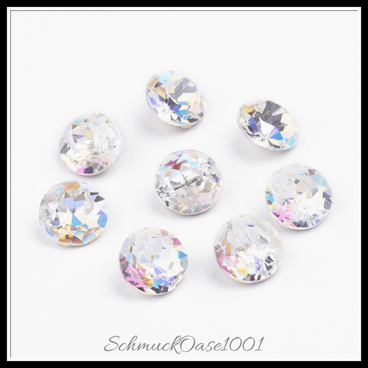 K9 glasrhinestone cabochons – klasse a – facettiert – flachrund – farbig – 10mm – 24 stück, in der farbe k9 glasrhinestone, klasse a, facettiert, flachrund
