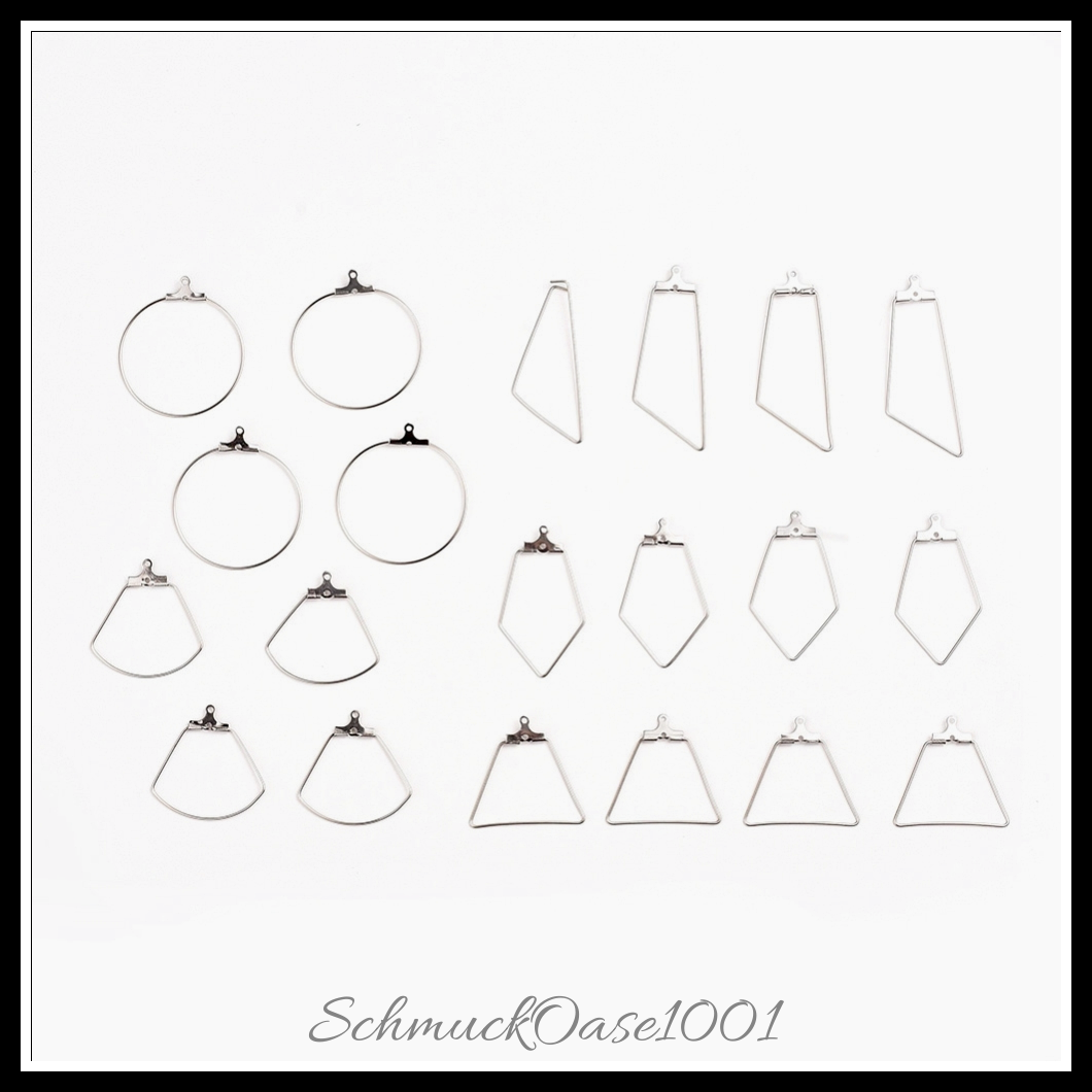304 edelstahldrahtanhänger, raute & trapez & sektor & ring, edelstahl farbe, 1 kasten, in der farbe 304 edelstahl