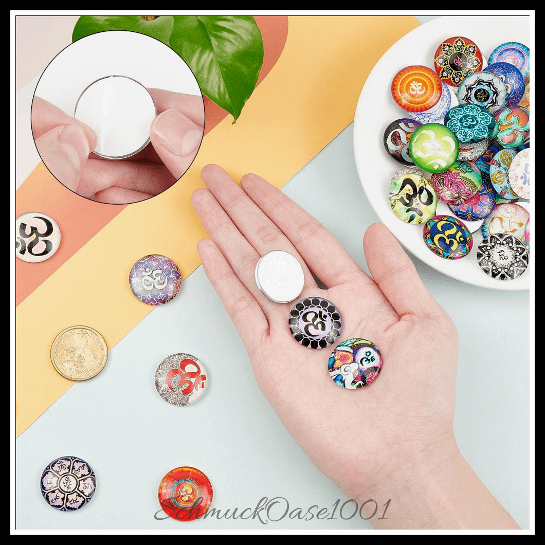 Chakra glas-cabochons – selbstklebend – 25 mm – 50 stück aus 25x6 mm, 50 stk.