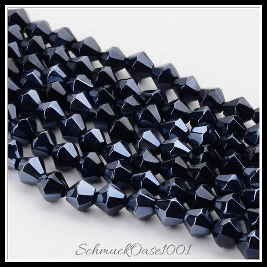 Glasperlenstrang – bicone pearl luster / ø6 mm / 1 strang, in der farbe schwarz, ausdrucksstark und ideal für auffällige designs