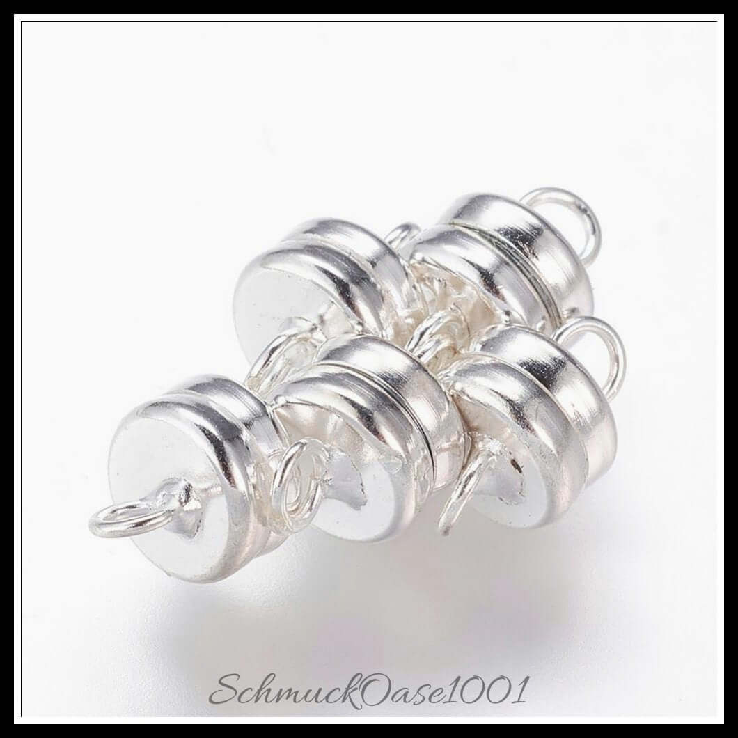 Messing magnetschließen – flachrund / ø11x7 mm / 10 stück, aus messing / magnetverschluss, flachrund, gemischt in der farbe mix und größe ø11x7 mm, loch: 2 mm / 10 st., perfekt für die herstellung individueller ketten und armbänder