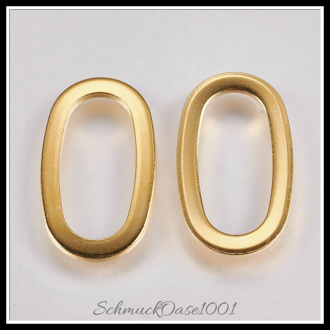 304 edelstahl verbinderringe, oval, edelstahl farbe, 20 stk., aus edelstahl in der farbe 304 edelstahl und größe 17x8.5x1.5 mm, bohrung: 3.5x12 mm