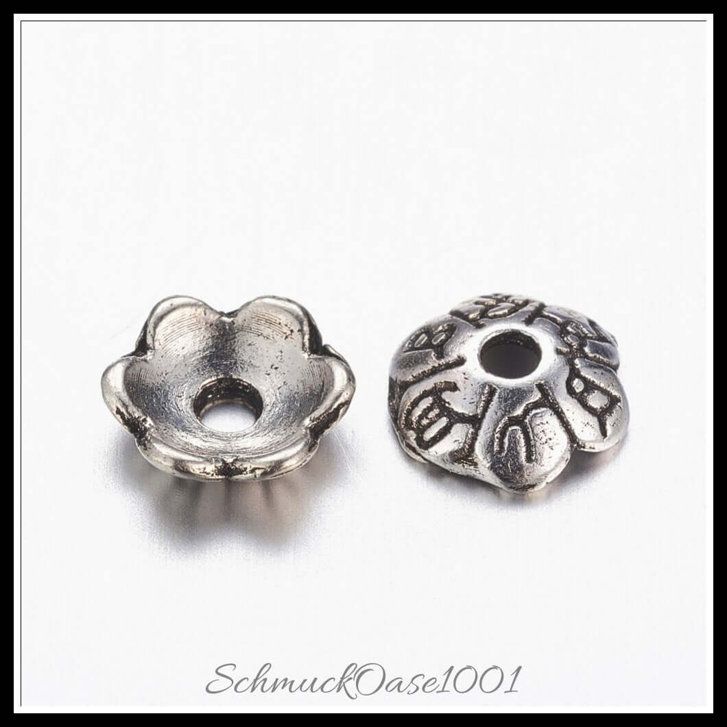 6-petal tibetische perlenkappen – blume / 6x2 mm – 100 stück, zusätzliches detailbild, perfekt für die herstellung individueller ketten und armbänder