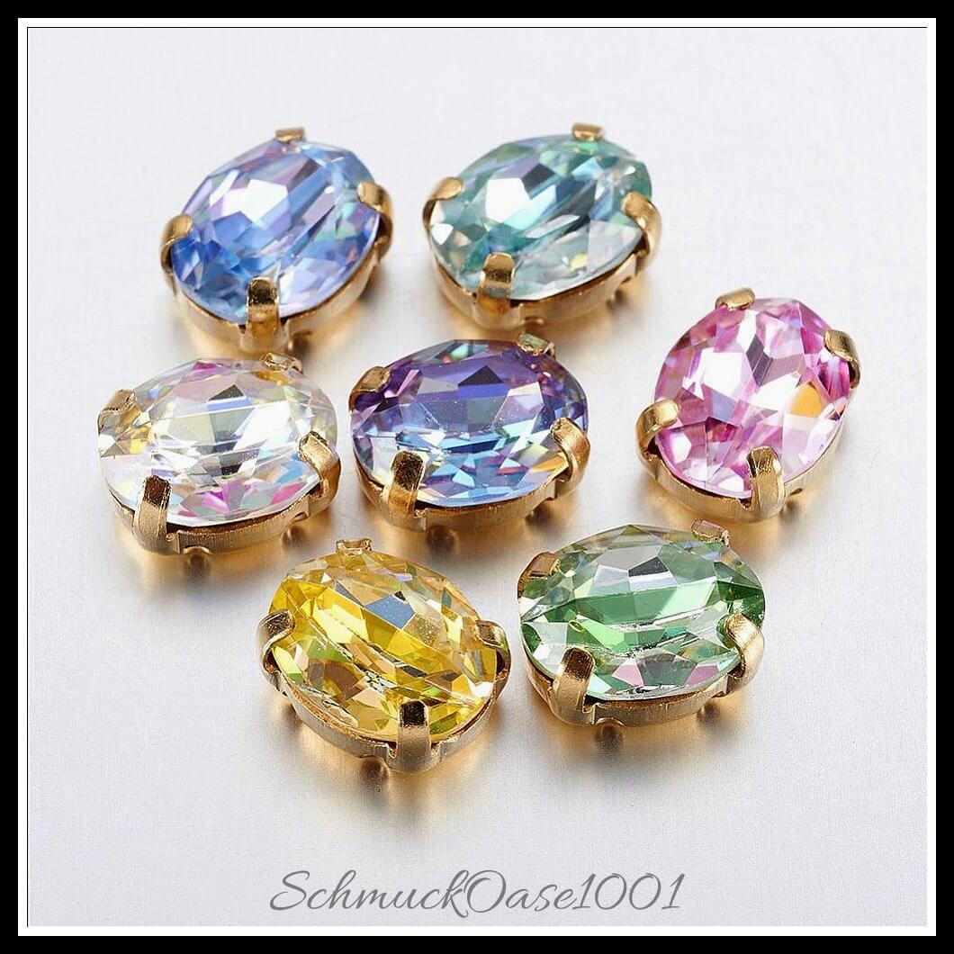 Nähen auf rhinestone – ellipsenförmig / 10x8x5 mm – 10 stück, in der farbe glas, k9 strass, facettiert, ellipsenförmig, messingstifte, nachahmung österreichischer kristall, bekleidungszubehör, kreativ und vielseitig einsetzbar