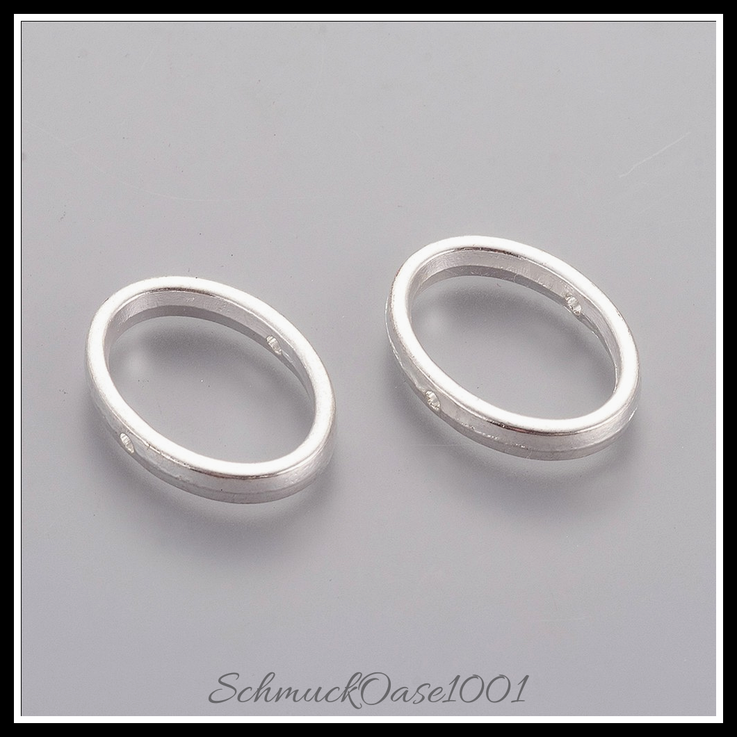 Aluminium perlen rahmen, oval, silberfarben plattiert, 26 stk.
