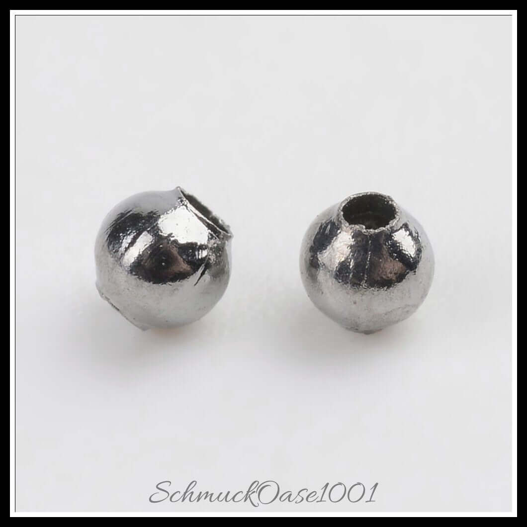 Eisen zwischenperlen – rund / 2–3 mm – 40 g in platin farbe, metalgrau farben, zusätzliches detailbild, perfekt für die herstellung individueller ketten und armbänder