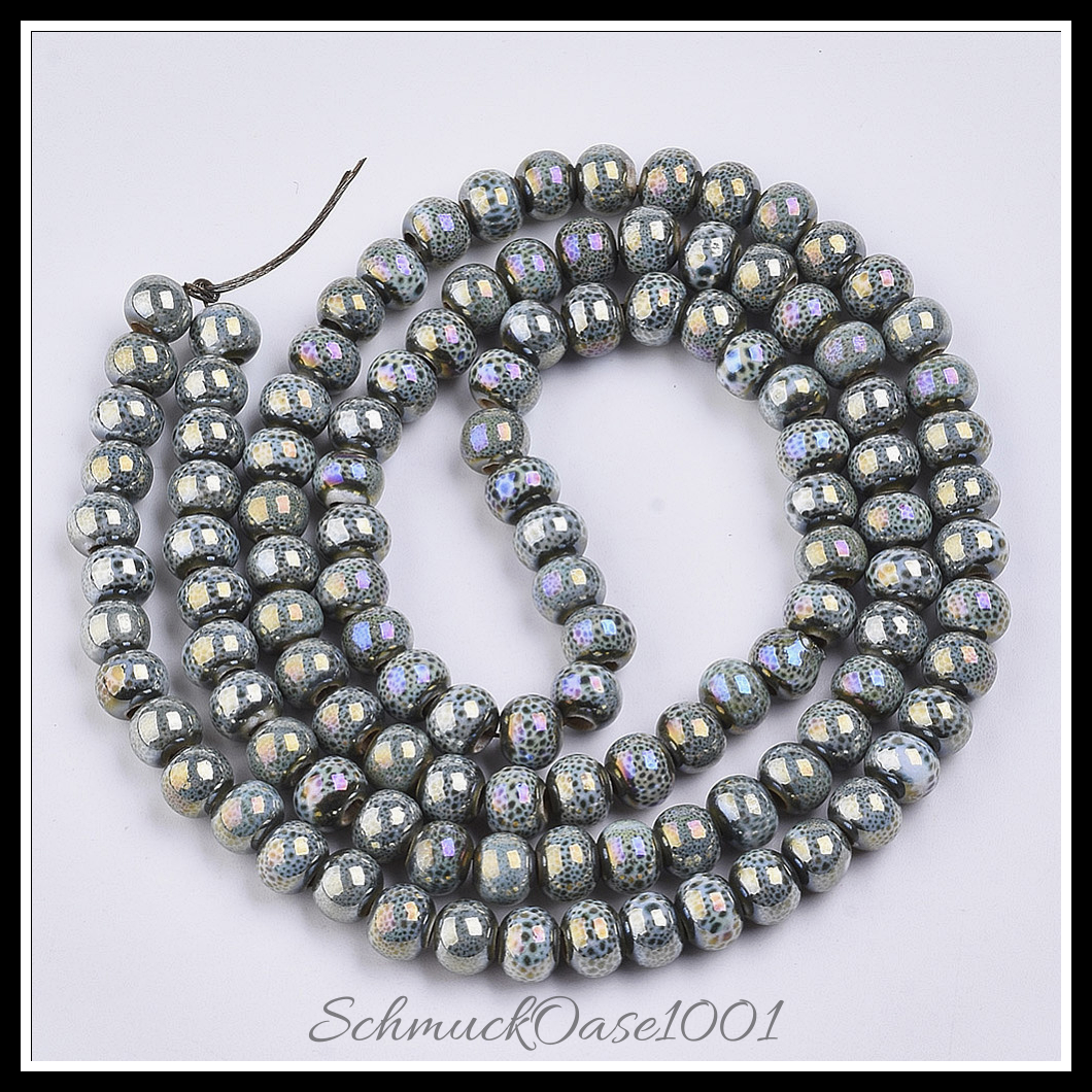 Porzellanperlen galvanisieren, handgemachtes schickes antik glasiertes porzellan, dunkel olivgrün, 1 strang, aus dunkel olivgrün in der farbe antik glasiertes porzellan und größe 7x6 mm, bohrung: 2.5 mm, 26.38-27.16 zoll (67-69 cm)