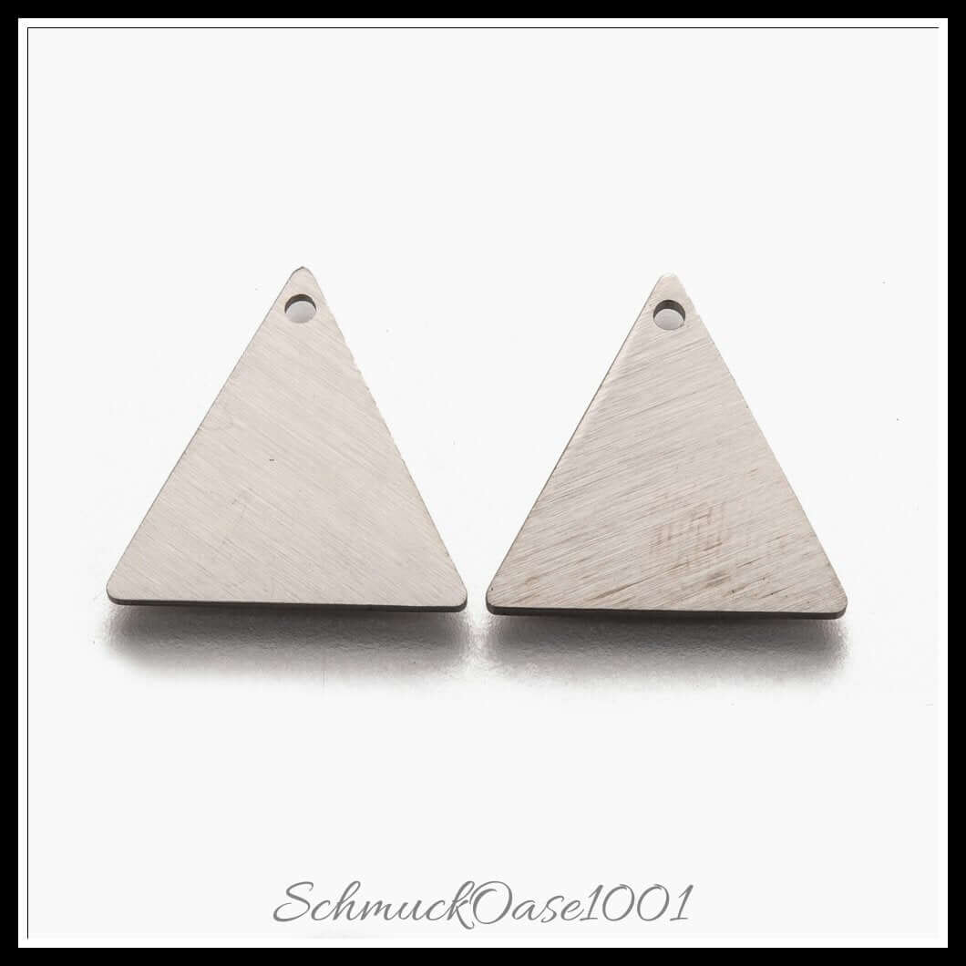 Edelstahl anhänger – kleines dreieck – laserschnitt / 15x15x1 mm / 14 stück, in der farbe edelstahl farbe