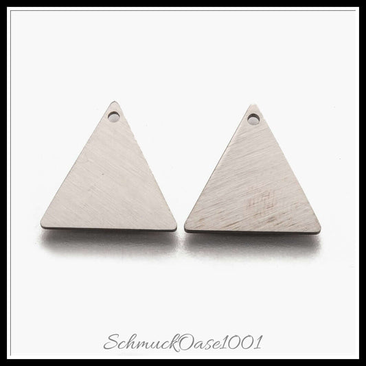 Edelstahl anhänger – kleines dreieck – laserschnitt / 15x15x1 mm / 14 stück, in der farbe edelstahl farbe
