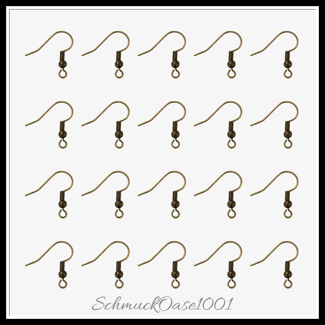 Messing ohrhaken – 18x17x0.8 mm bohrung: 2 mm 50 stk., aus antik bronze in der farbe messing, ohrhaken und größe 18x17x0.8 mm bohrung: 2 mm 50 stk.