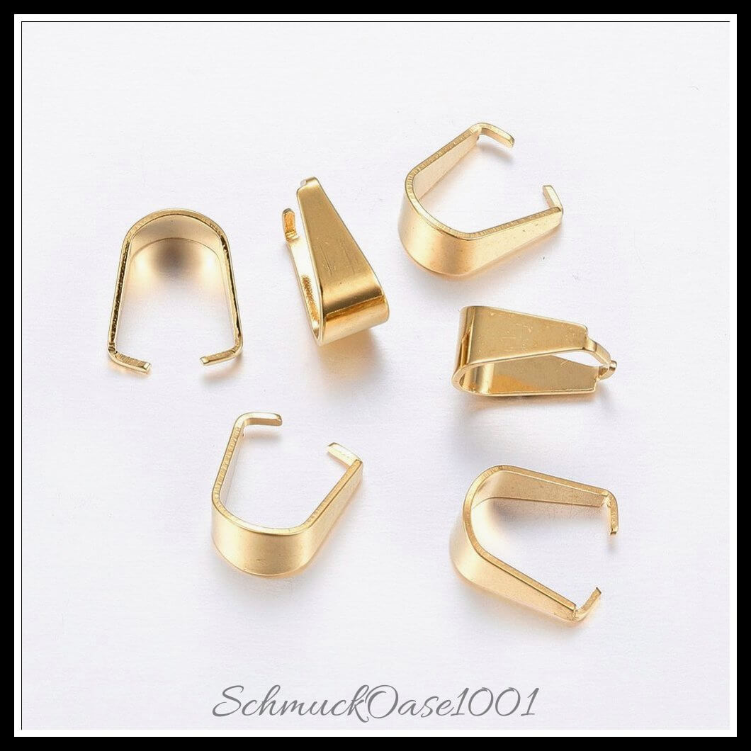Snap-on bails aus edelstahl – 13x12x7 mm / 10 stück, in der farbe gold