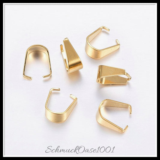 Snap-on bails aus edelstahl – 13x12x7 mm / 10 stück, in der farbe gold