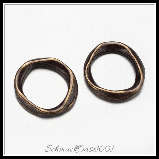 Legierung verknüpfung rings, ring, antik bronze, 4 stk. in den farben legierung, cadmiumfrei, bleifrei