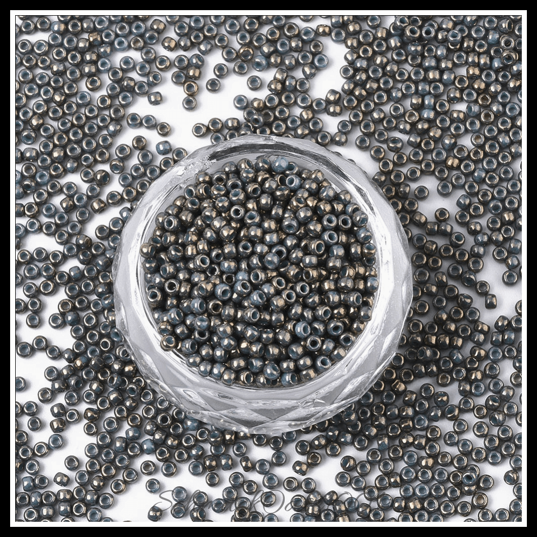 Toho runde rocailles – 11/0 – japanische rocailles – (1706) vergoldet – marmor schwarz – 20g, in der farbe glas, toho, rund, 11/0, vergoldet, marmoriert
