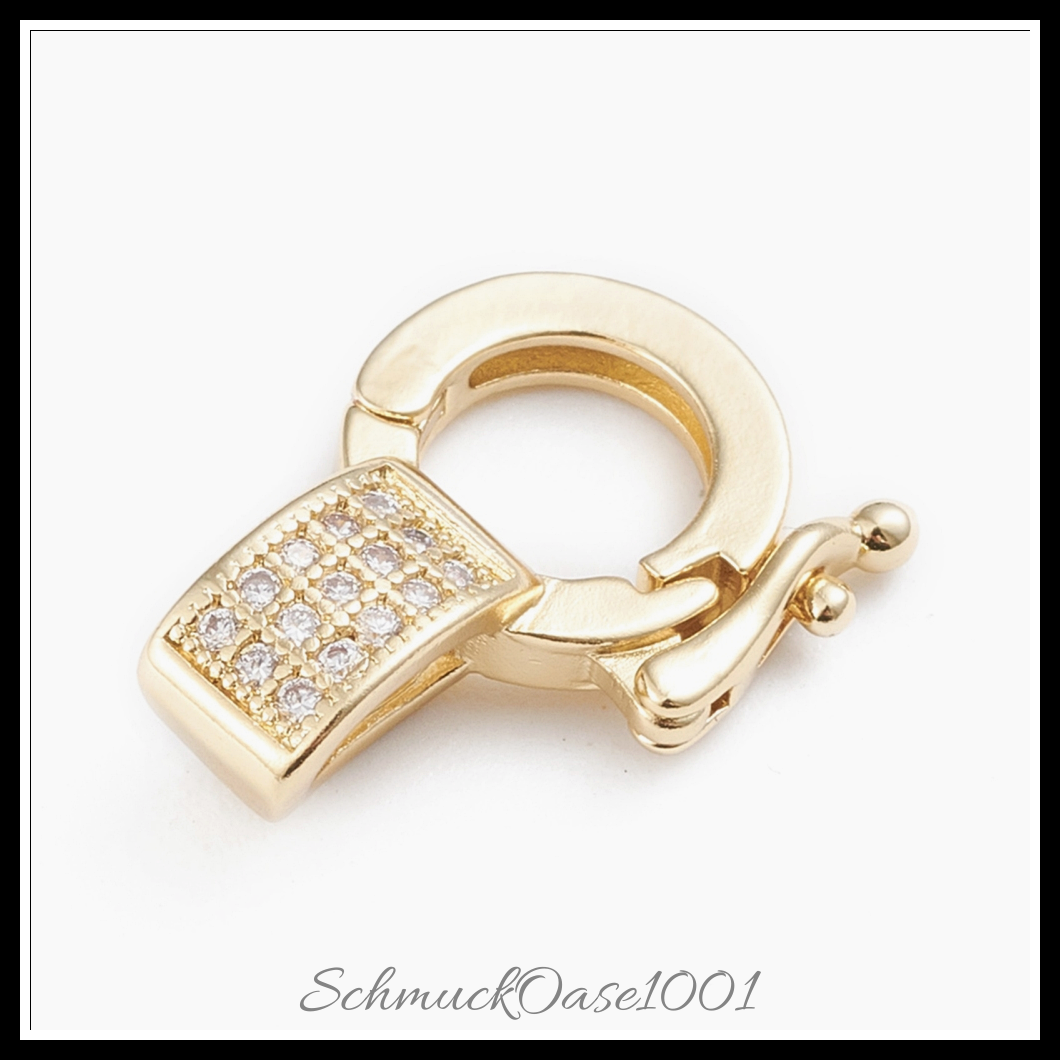 Messing micro pave zirkonia twister verschlüsse, golden – 2 stk., in der farbe messing, verschlüsse, micro pave, zirkonia, twister, langlebig plattiert, golden, perfekt für die herstellung individueller ketten und armbänder