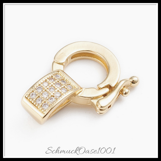 Messing micro pave zirkonia twister verschlüsse, golden – 2 stk., in der farbe messing, verschlüsse, micro pave, zirkonia, twister, langlebig plattiert, golden, perfekt für die herstellung individueller ketten und armbänder