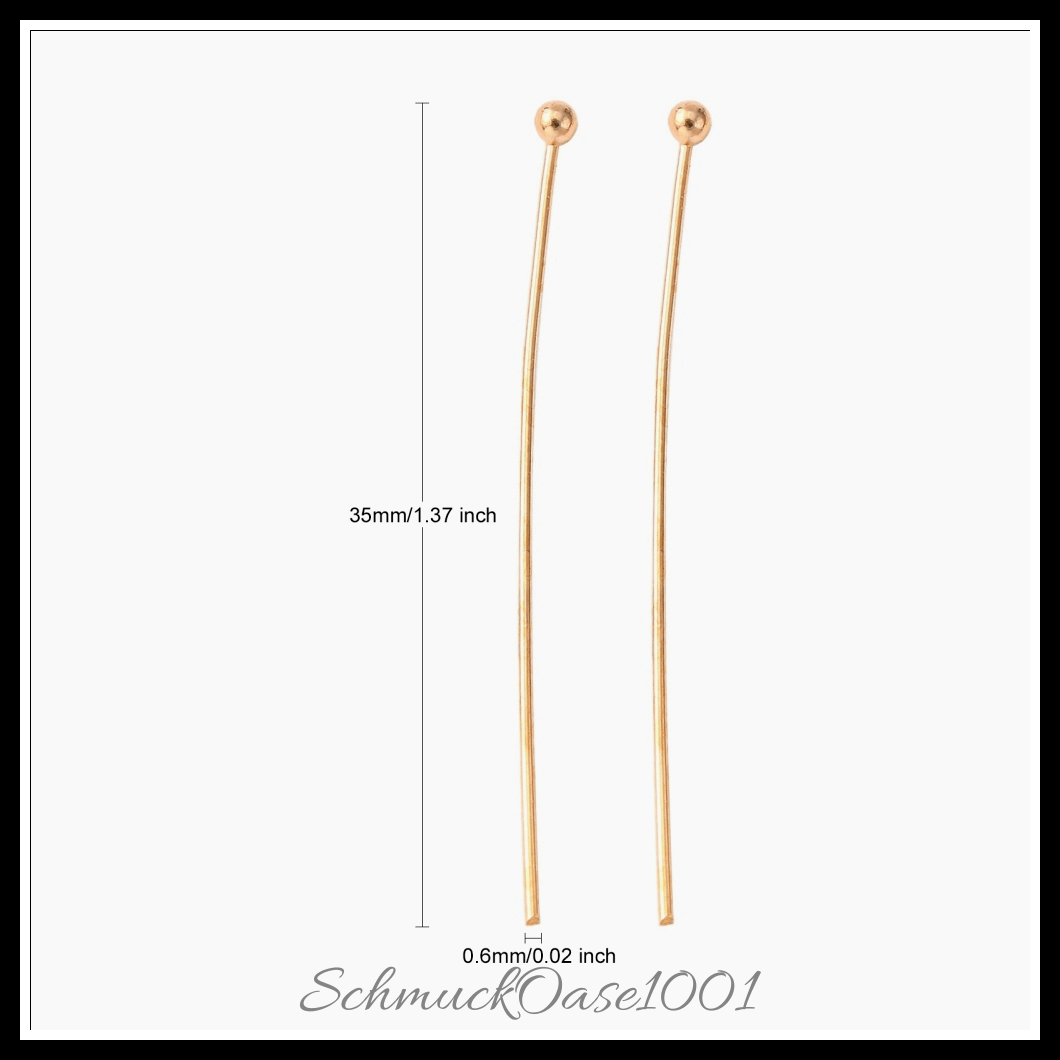 Messing kugelbolzen – golden – 35x0.6mm – 100 stück