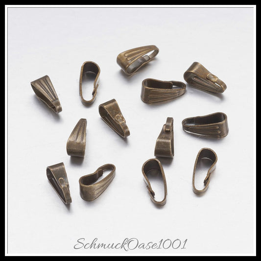 Eisen snap-on bails – 8.5x3.5x4 mm / 60 stück, in der farbe antik bronze, perfekt für die herstellung individueller ketten und armbänder