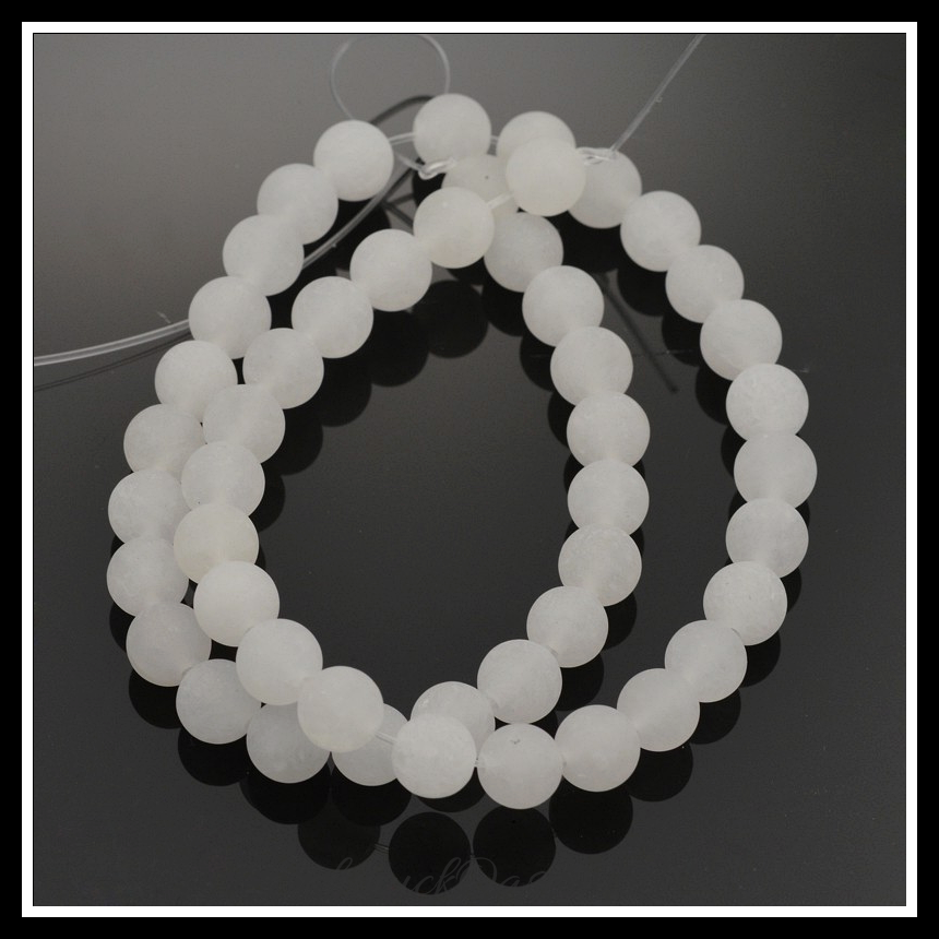 Natürliche weiße jade perlen – rund, matt, 6 mm, 1 strang, ausdrucksstark und ideal für auffällige designs