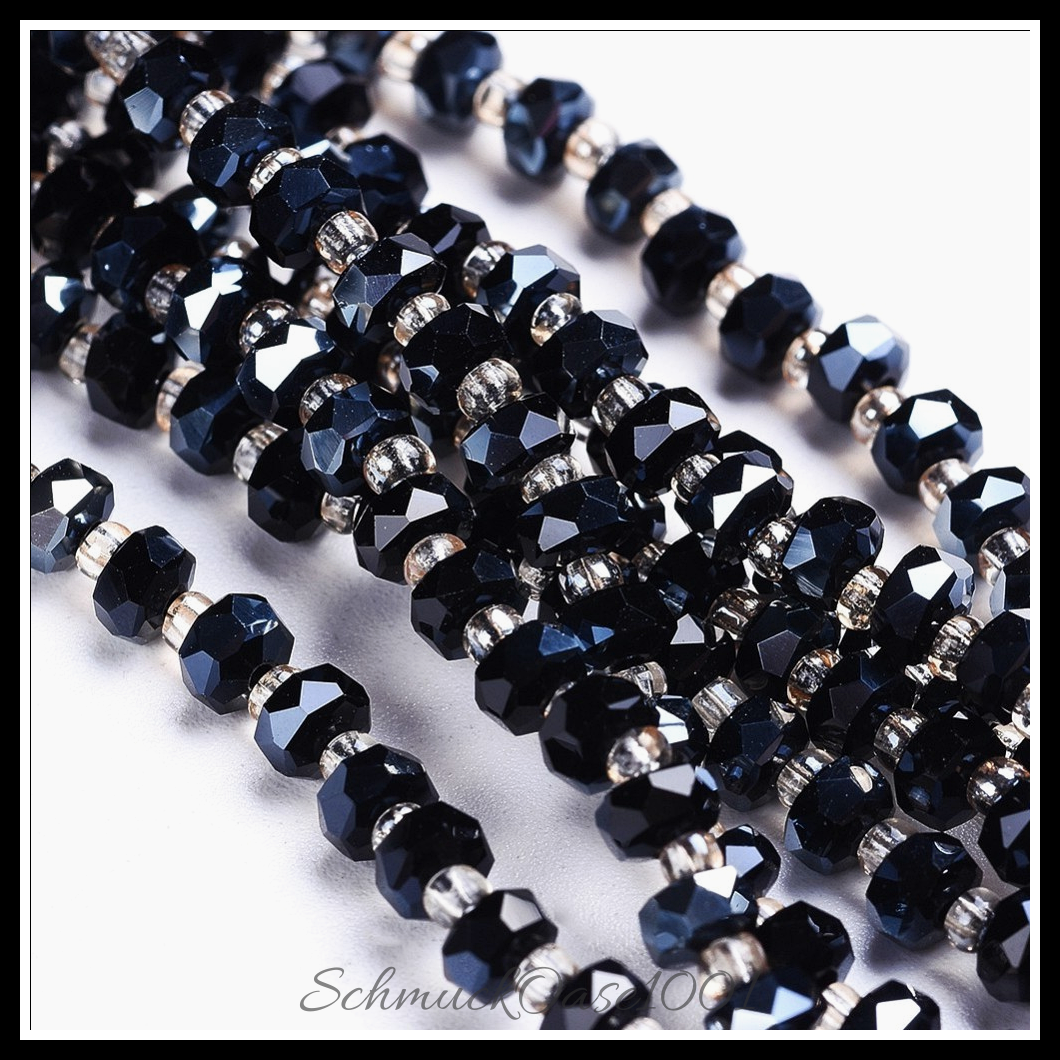 Glasperlen stränge facettiert rondell – verschiedene farben, 2 stränge ca. 150 stk pro strang, in der farbe glas, facettiert, rondell, ausdrucksstark und ideal für auffällige designs