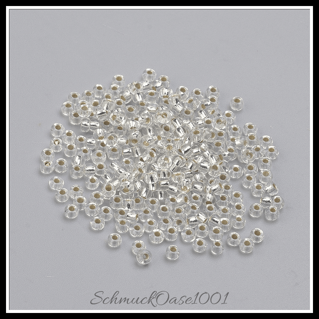 Fgb 12/0 runde glasperlen – transparent – mit silber ausgekleidet – klasse a – 40g, aus silber in der farbe glas, transparent, mit silber ausgekleidet, klasse a und größe 12/0 2x1.5 mm, loch: 0.5 mm; 40 gramm
