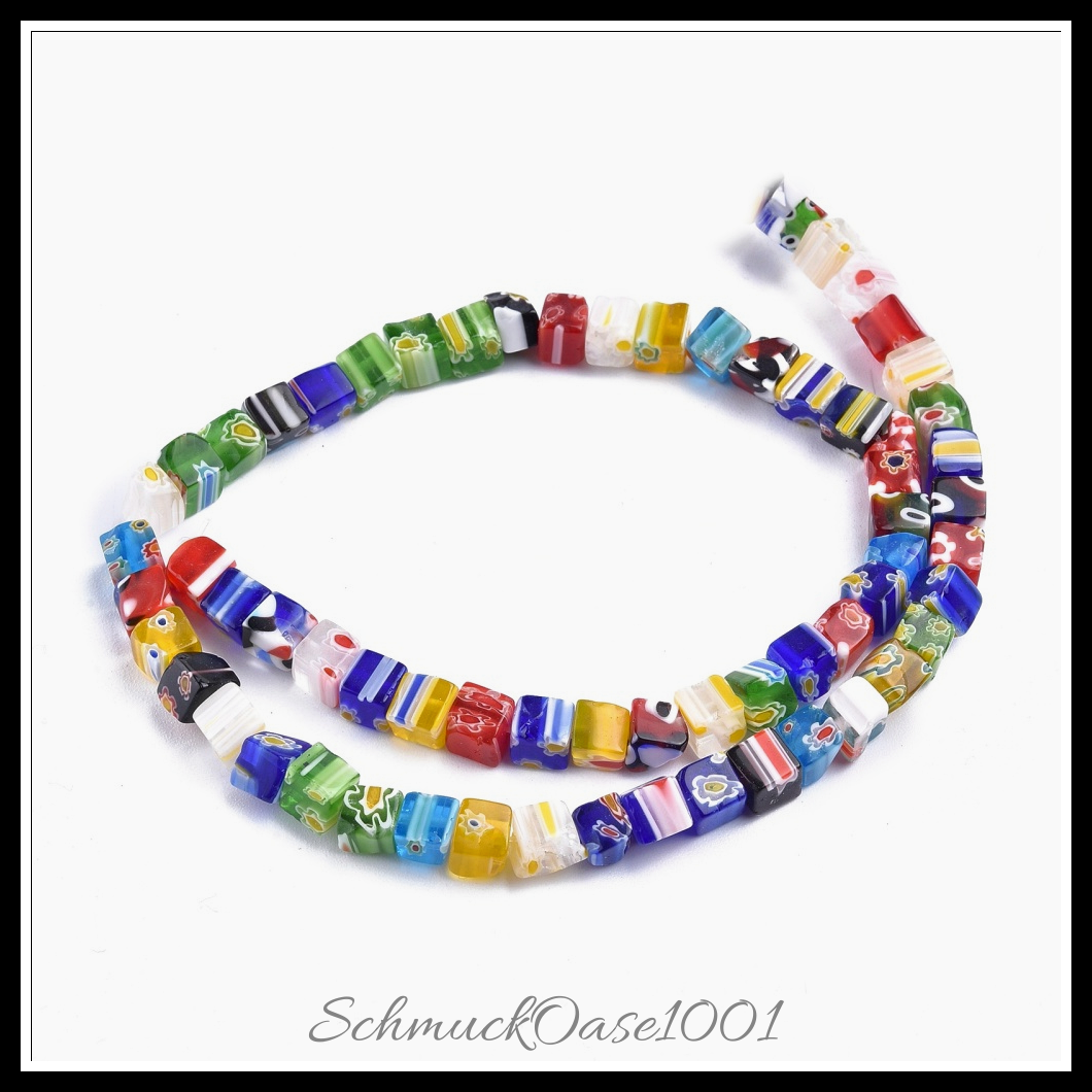 Cube handgemachte millefiori glasperlen – mischfarbe, ausdrucksstark und ideal für auffällige designs