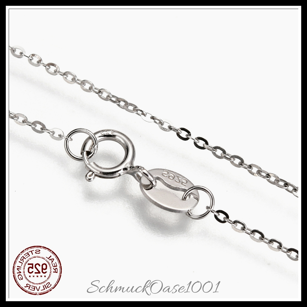 Galvanisierte 925 sterling silber kabelkette halskette, mit federring – platin farbe in den farben 925 sterling silber, kabelkette, galvanisiert, mit federring