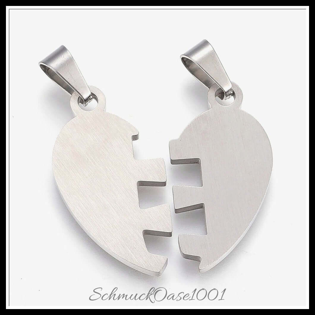Edelstahl split-anhänger – herz „best friend“ / 33x30x2.5 mm / 1 stück, aus edelstahl 304 / herz, best friend, emaille in der farbe edelstahl farbe und größe 33x30x2.5 mm, loch: 5x10 mm / 1 st.