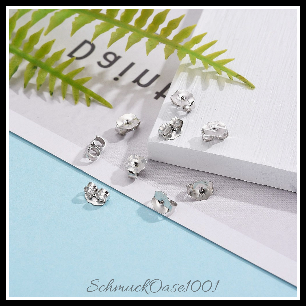925 sterling silber ohrstecker, platiniert – platin farbe, 10 stk. aus 5x6x3 mm bohrung: 0.7 mm 10 stk. in den größen platin farbe