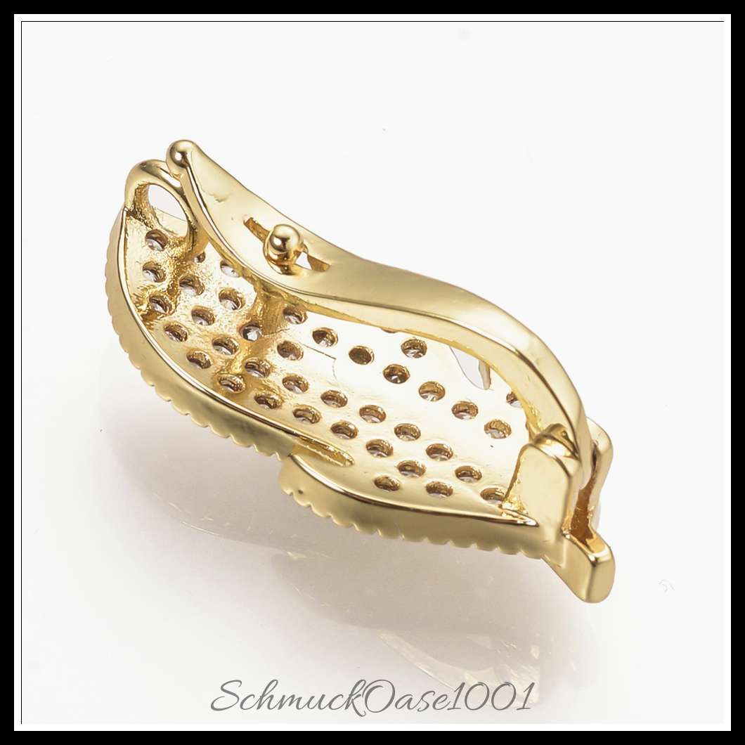 Messing micro pave zirkonia enhancer kaution, klappbare hängende kautionen, golden, 2 stk.