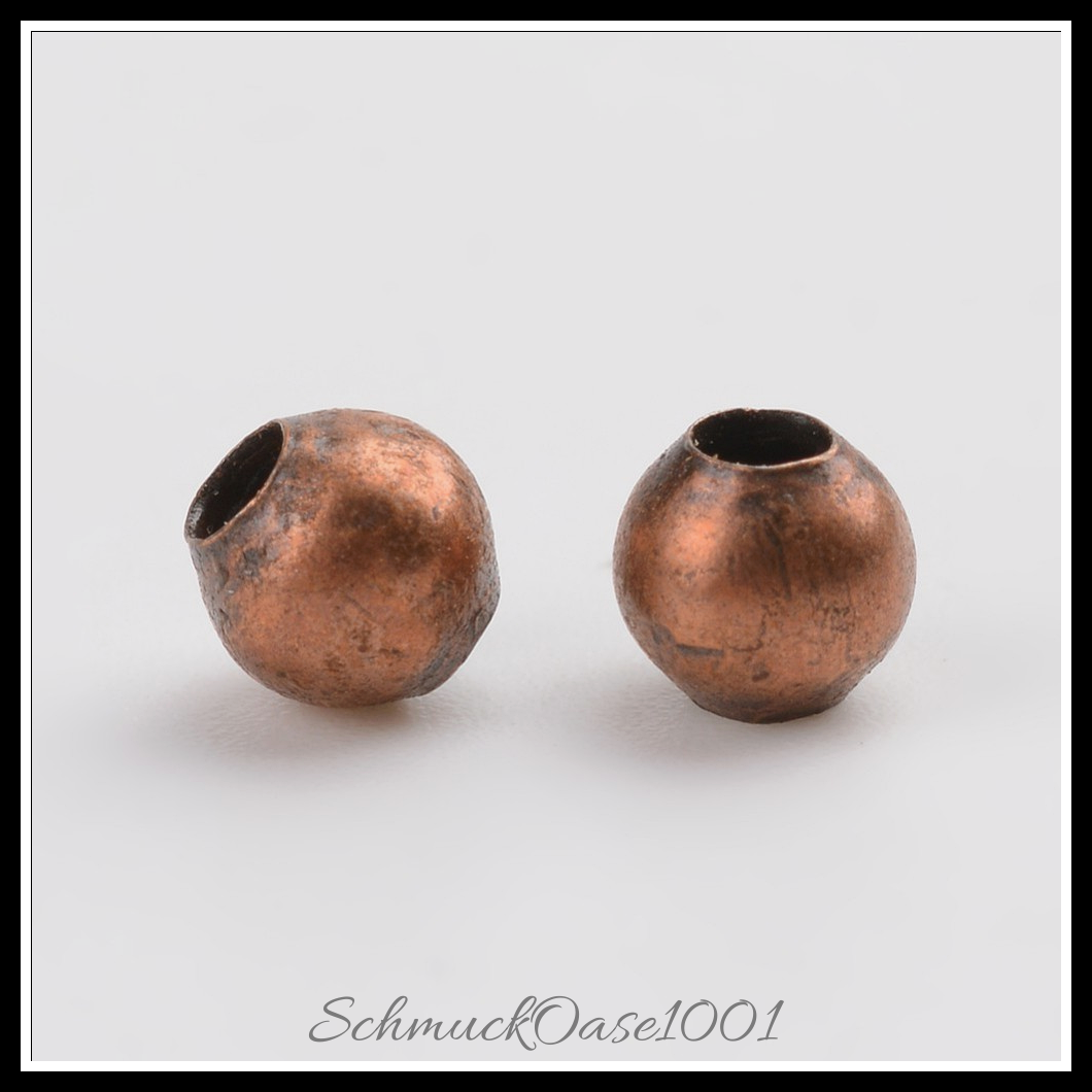 Eisen zwischenperlen, rund, nickelfrei – verschiedene farben verfügbar, aus antik bronze in der farbe eisen, nickelfrei und größe 4 mm bohrung: 1.5 mm 250 stk