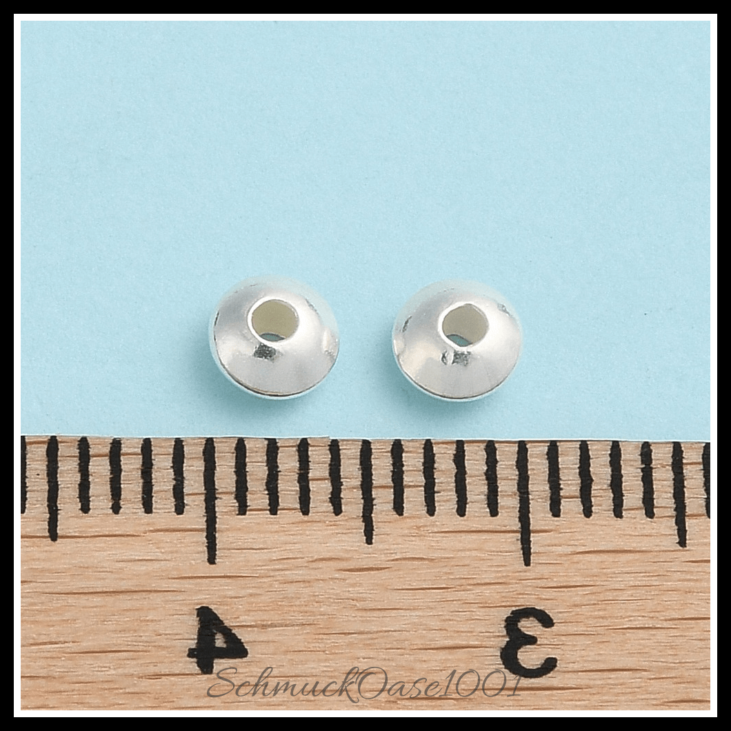 Flachrunde 925 sterling silber perlen – silberfarben, 4x2 mm (20 stk.), in der farbe silbern silberfarbig