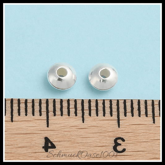 Flachrunde 925 sterling silber perlen – silberfarben, 4x2 mm (20 stk.), in der farbe silbern silberfarbig