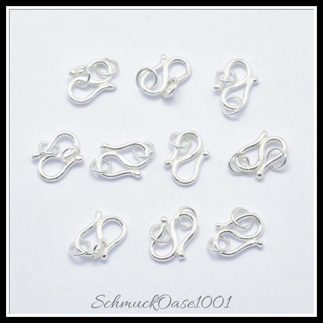 925 sterling silber s-hakenverschluss / 6.5x14x1 mm / 3 sets, in der farbe silber, perfekt für die herstellung individueller ketten und armbänder