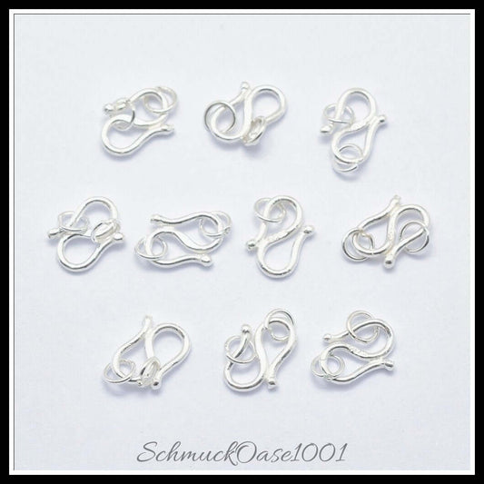 925 sterling silber s-hakenverschluss / 6.5x14x1 mm / 3 sets, in der farbe silber, perfekt für die herstellung individueller ketten und armbänder