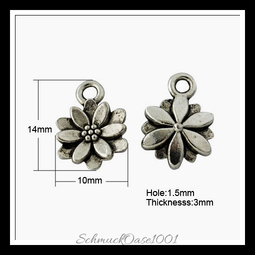 Tibetischer stil anhänger, blume, antik silber, 30 stk. in den farben legierung, bleifrei