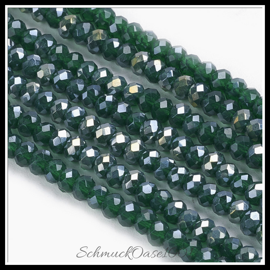 Facettierte glasperlen – imitatorische jade, meergrün, 3x2 mm, 2 stränge in den farben glas, galvanisiert, imitatorische jade, facettiert, rondell, ausdrucksstark und ideal für auffällige designs