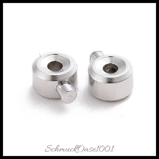 925 silber crimpperlen – rhodiniert & silberfarben, stopper- und quetschperlen, 4x3x2 mm, (8 stk.), in der farbe platin / (rhodiniert)