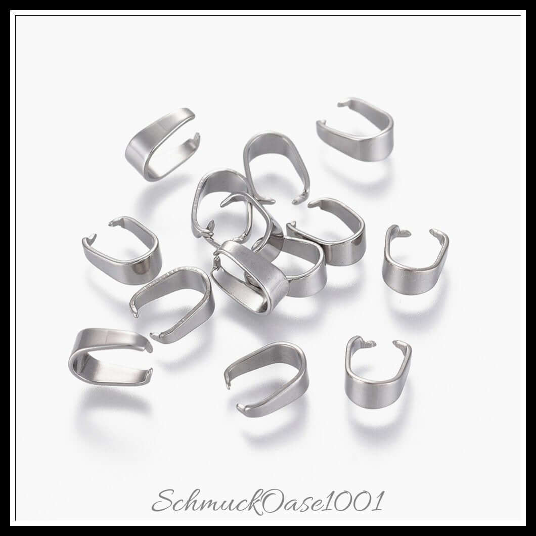 Snap-on bails aus edelstahl – 7x6.5x3 mm / 10 stück, aus edelstahl 304 / snap-on bail in der farbe edelstahl farbe und größe 7x6.5x3 mm / 10 st.