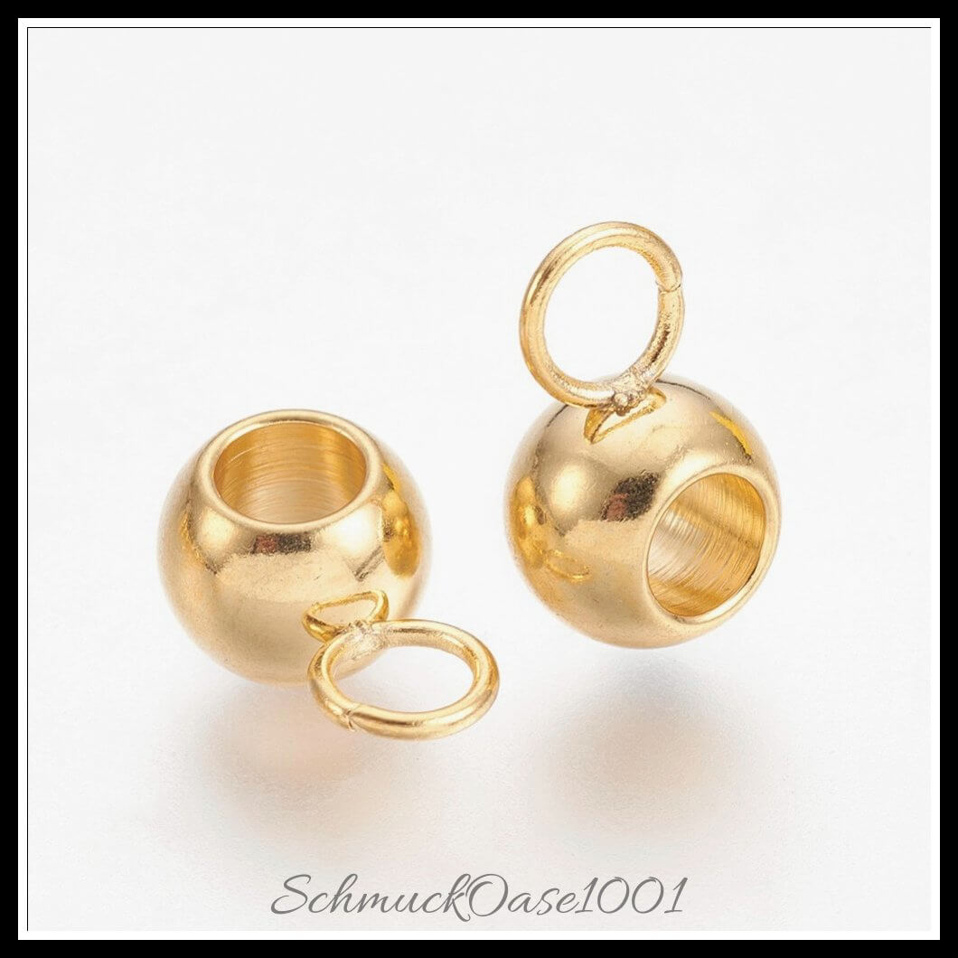 Edelstahl bail beads – rondelle / 10x6x4.5 mm / 20 stück, aus edelstahl 304 / rondelle, goldfarben in der farbe gold und größe 10x6x4.5 mm, loch: 3 mm / 20 st.